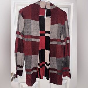 Leo & Nicole Red and Gray Plaid Sweater